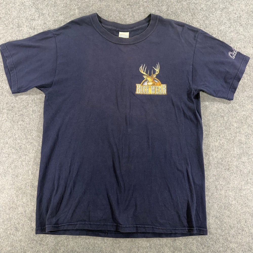 Buck Wear Legends of the Fall T-Shirt Mens Medium Navy Blue Cabelas Graphic Tee